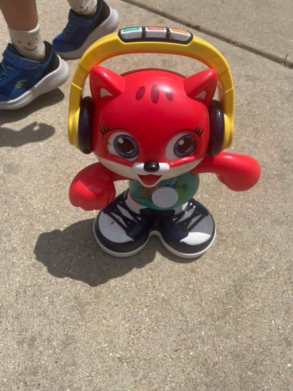 Source Unknown Red Fox Toy with Yellow Headphones and Blue Shoes